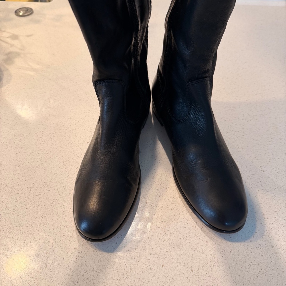 Kenneth Cole New York Black Leather Knee High Riding Boots Zip Women’s 8.5 - Picture 1 of 8